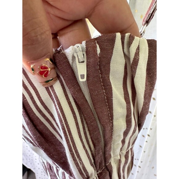 Lemlem + H&M Women's Linen Blend Stripe Elastic Hem Adjustable Strap Crop Top XS - Picture 6 of 9